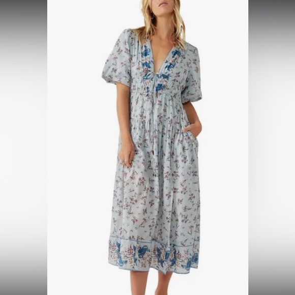 Free People Lysette Floral Boho Maxi NWT Bluebell Combo size XS - Picture 3 of 5